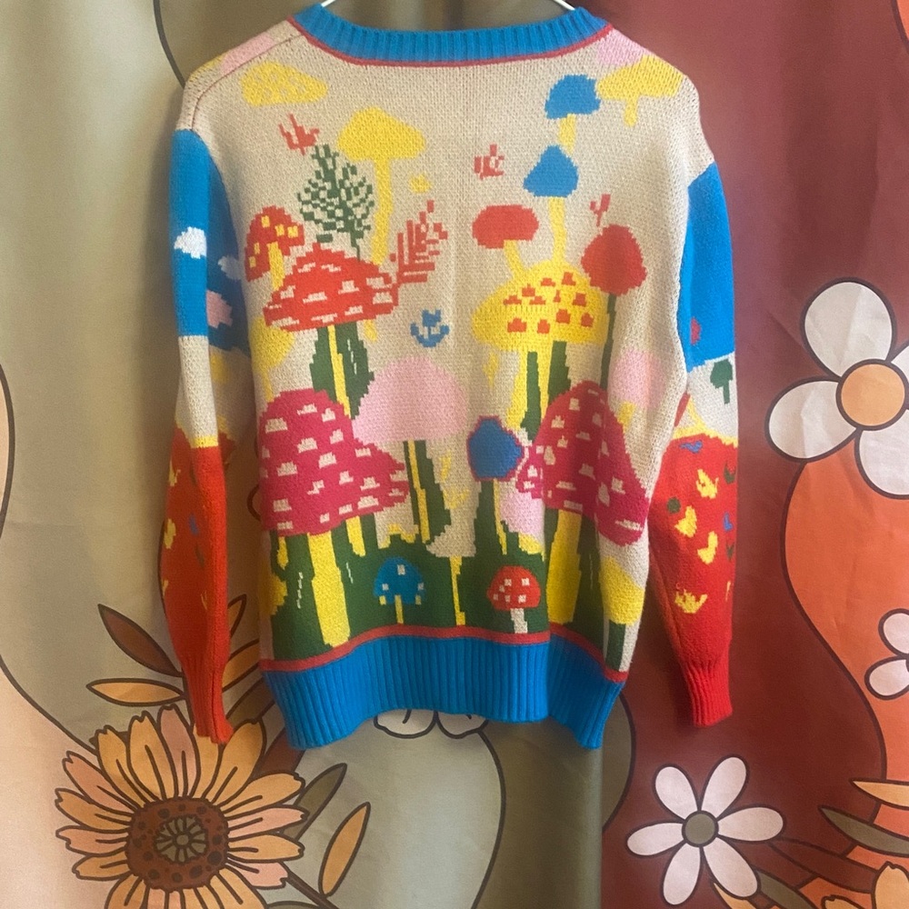 Knit Mushroom Button down sweater Cardigan - Picture 7 of 9